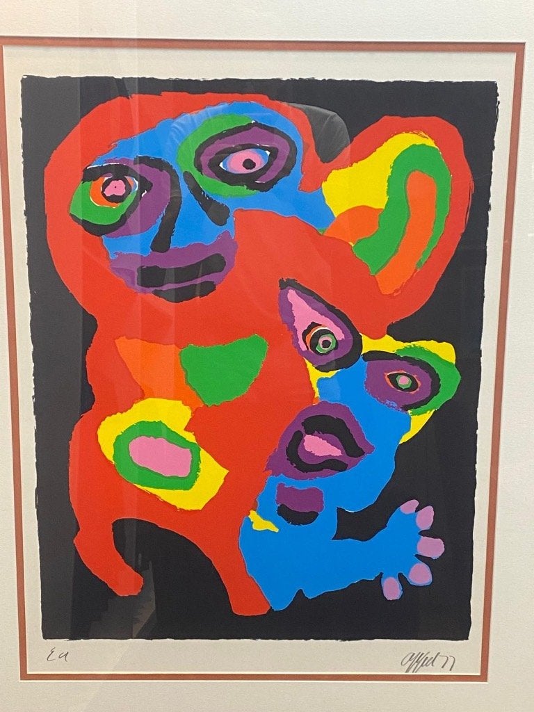 Karel Appel litho in lijst, Antiek en Kunst, Kunst | Litho's en Zeefdrukken, Abstract, Lithografie, Ingelijst, Ophalen of Verzenden