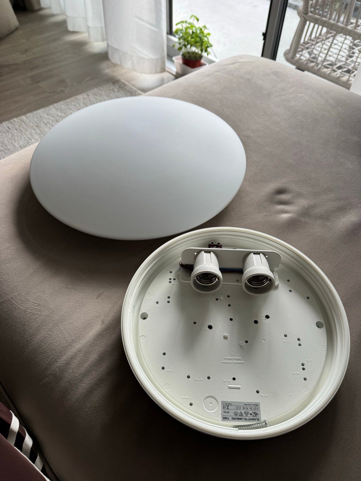 Witte Plafondlamp - Glashütte Limburg, Huis en Inrichting, Ophalen, Modern, E27 (groot), Zo goed als nieuw