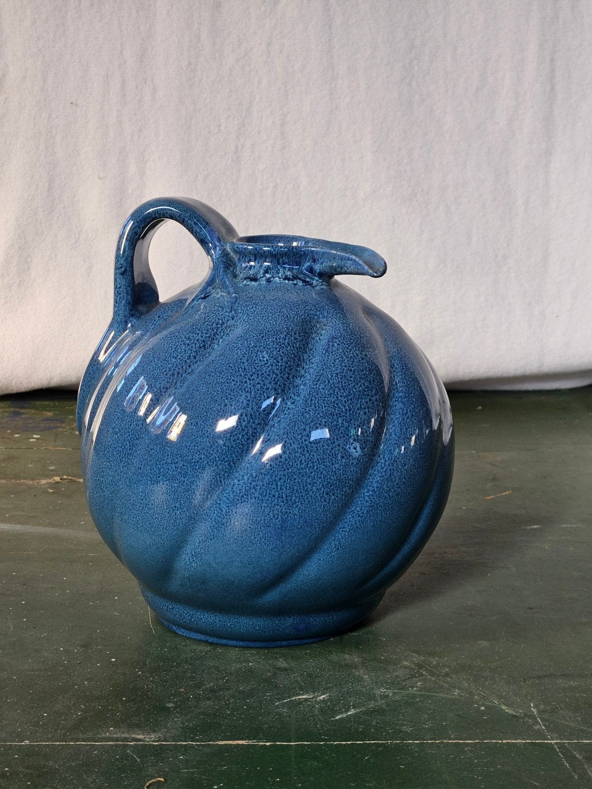 Fons Decker FO215F Keramiek Vaas - Blauw. Tuit beschadigd, Ophalen of Verzenden