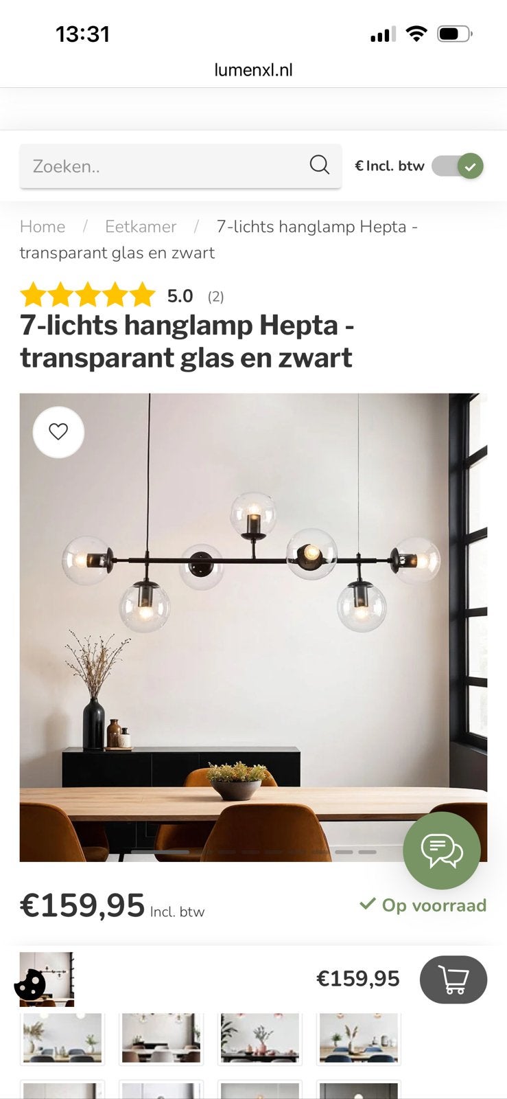 Design Hanglamp Hepta Zwart Frame Transparant Glas, Huis en Inrichting, Ophalen, Zo goed als nieuw, Metaal