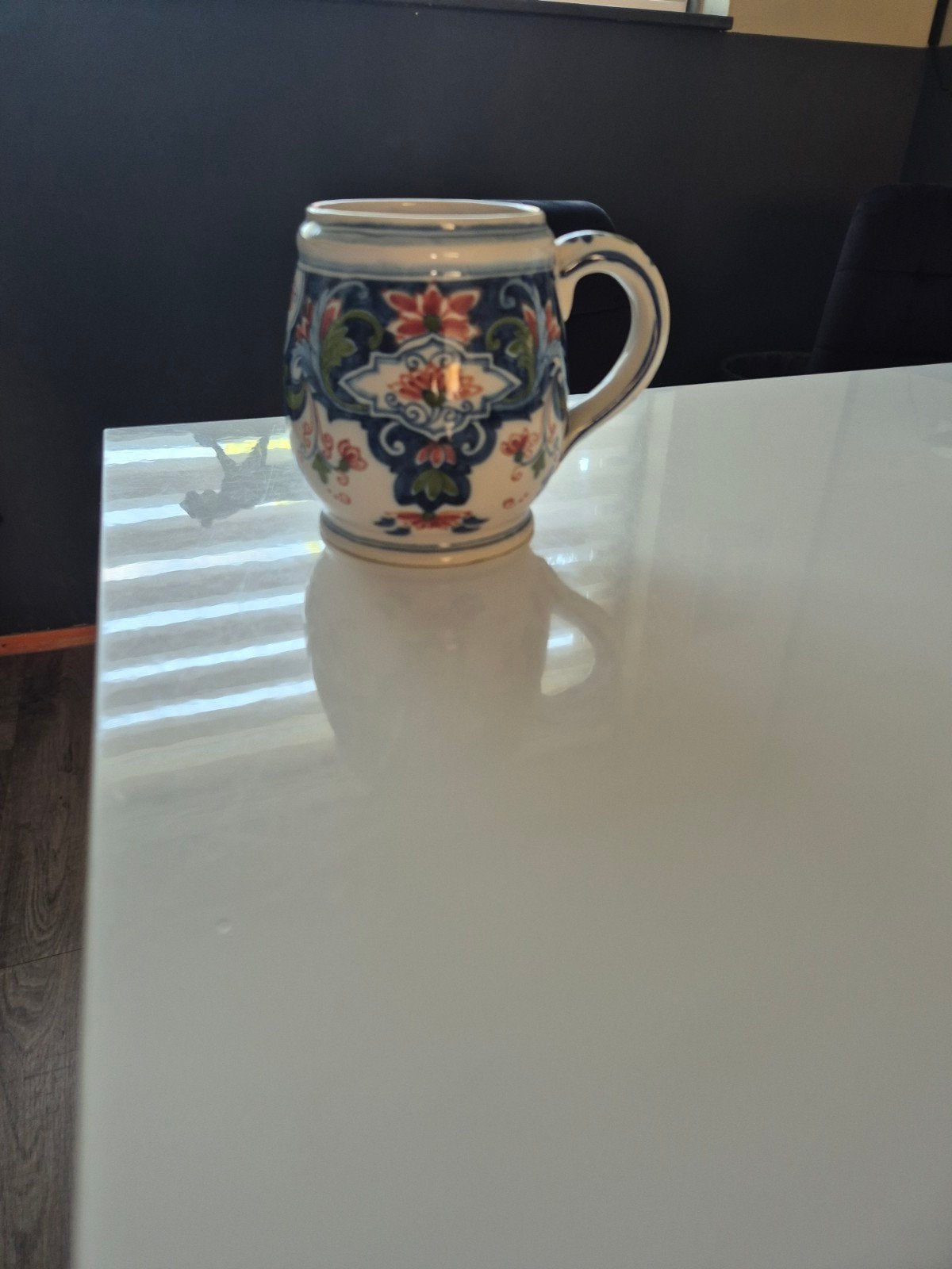 Antieke Makkum aardewerk bierpul/mok - Handgeschilderd, Ophalen