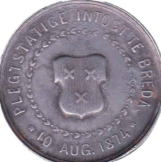 PLEGTSTATIGE INTOCHT BREDA 10 AUG 1874 Z.D.H. MG HENRICUS, Ophalen of Verzenden, Overige materialen