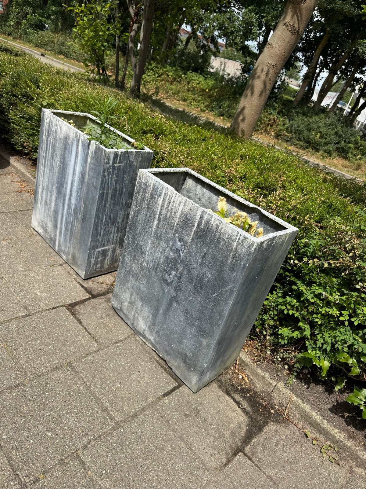 Grote betonnen plantenbakken - Set van 2, Ophalen, Gebruikt, Balkon, Vierkant