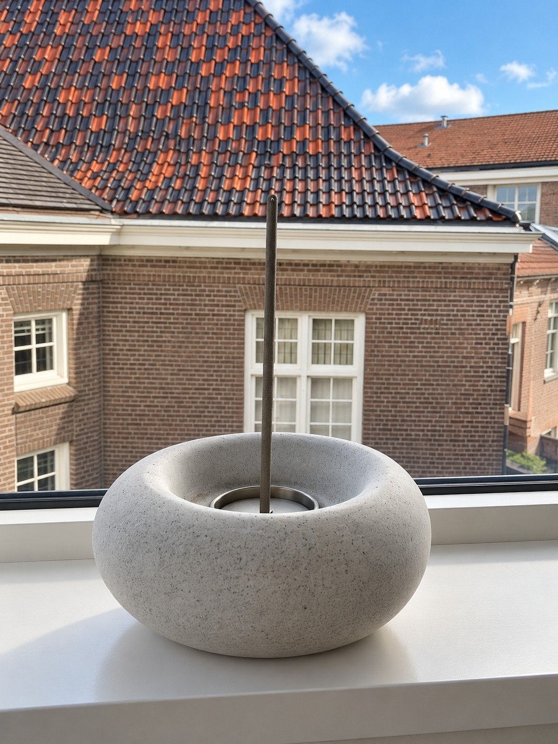Witte Keramische Tafelhaard - Sfeervolle Vuurkom, Ophalen, Zo goed als nieuw