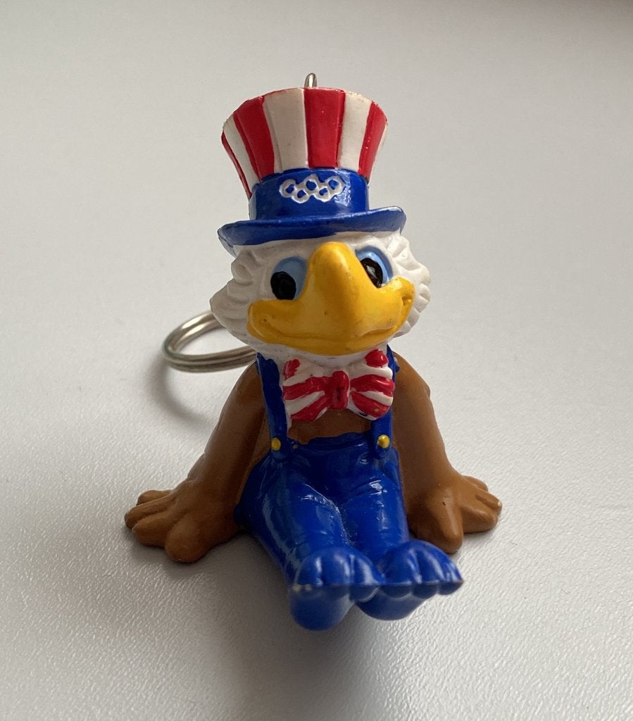 Vintage Sleutelhanger Sam the Eagle Mascotte OS 1984, Verzamelen, Ophalen of Verzenden