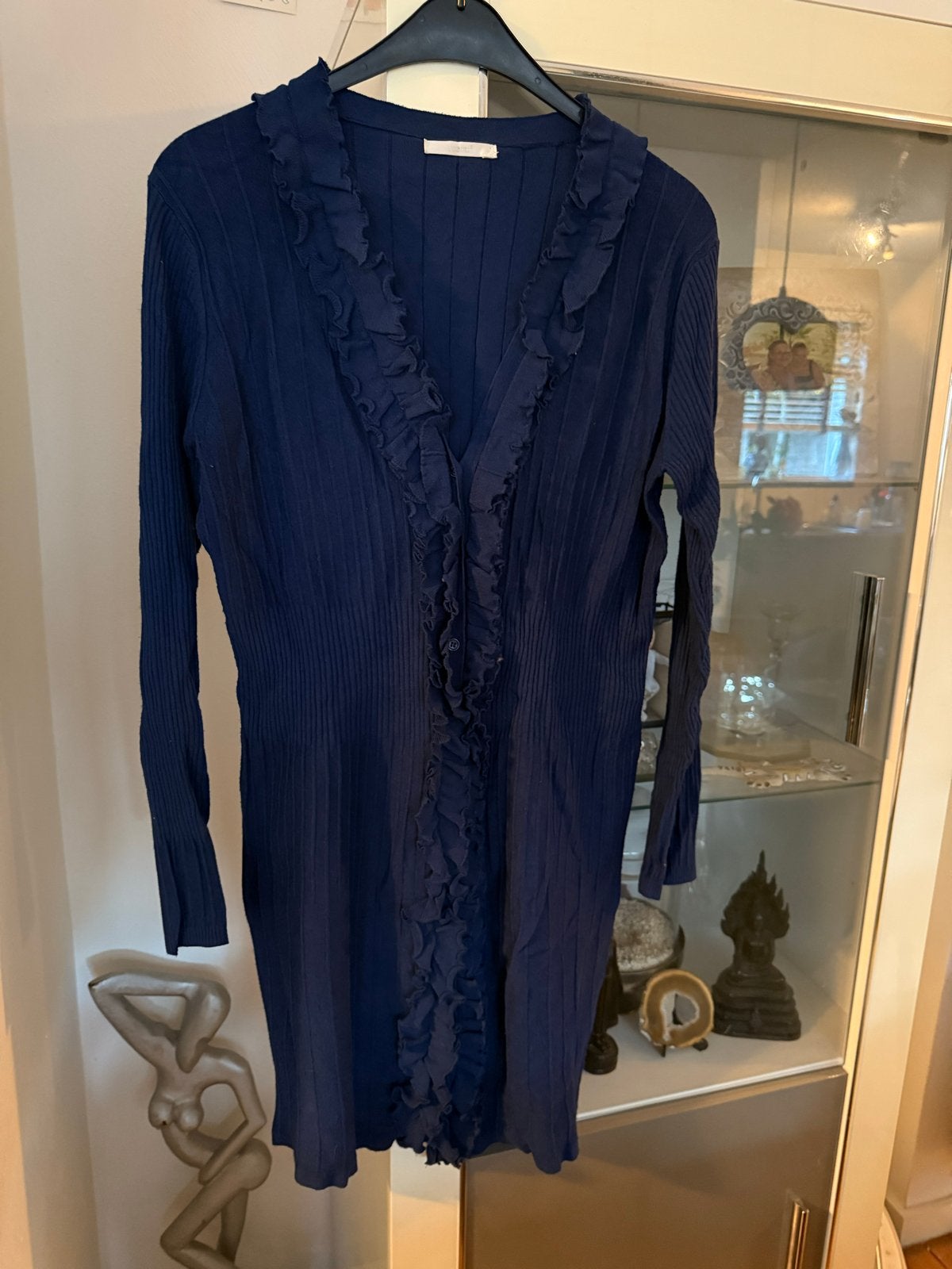 Licento marineblauwe jurk/ vest met ruches maat 40/42, Kleding | Dames, Ophalen of Verzenden, Zo goed als nieuw, Maat 42/44 (L)