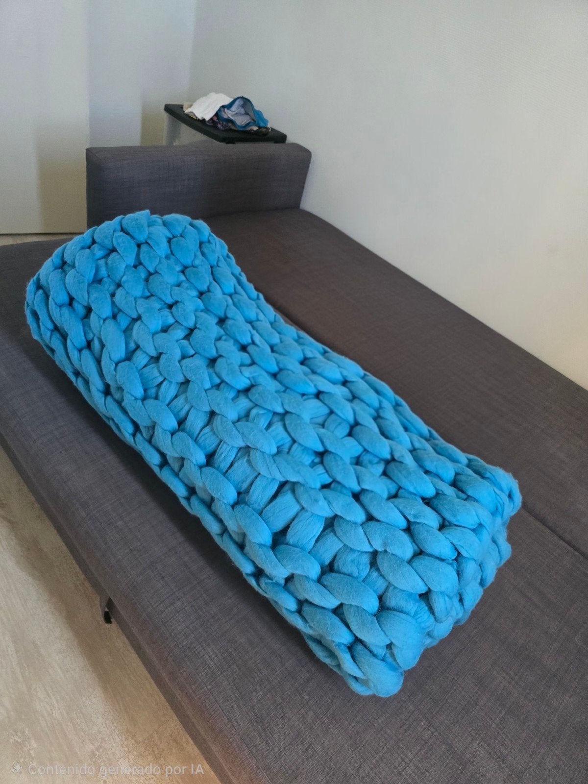 Handgemaakte Chunky Knit Plaid, Ophalen of Verzenden, Zo goed als nieuw, Plaid, Blauw