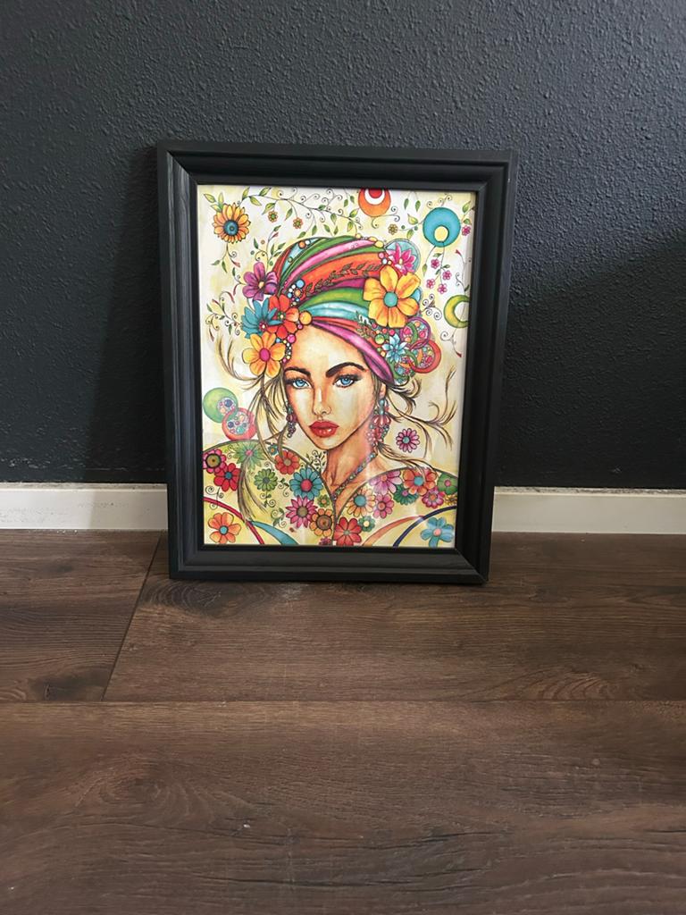 Zelfgemaakte Tekening - Kleurrijk Portret (Kopie), Antiek en Kunst, Kunst | Tekeningen en Foto's, Ophalen