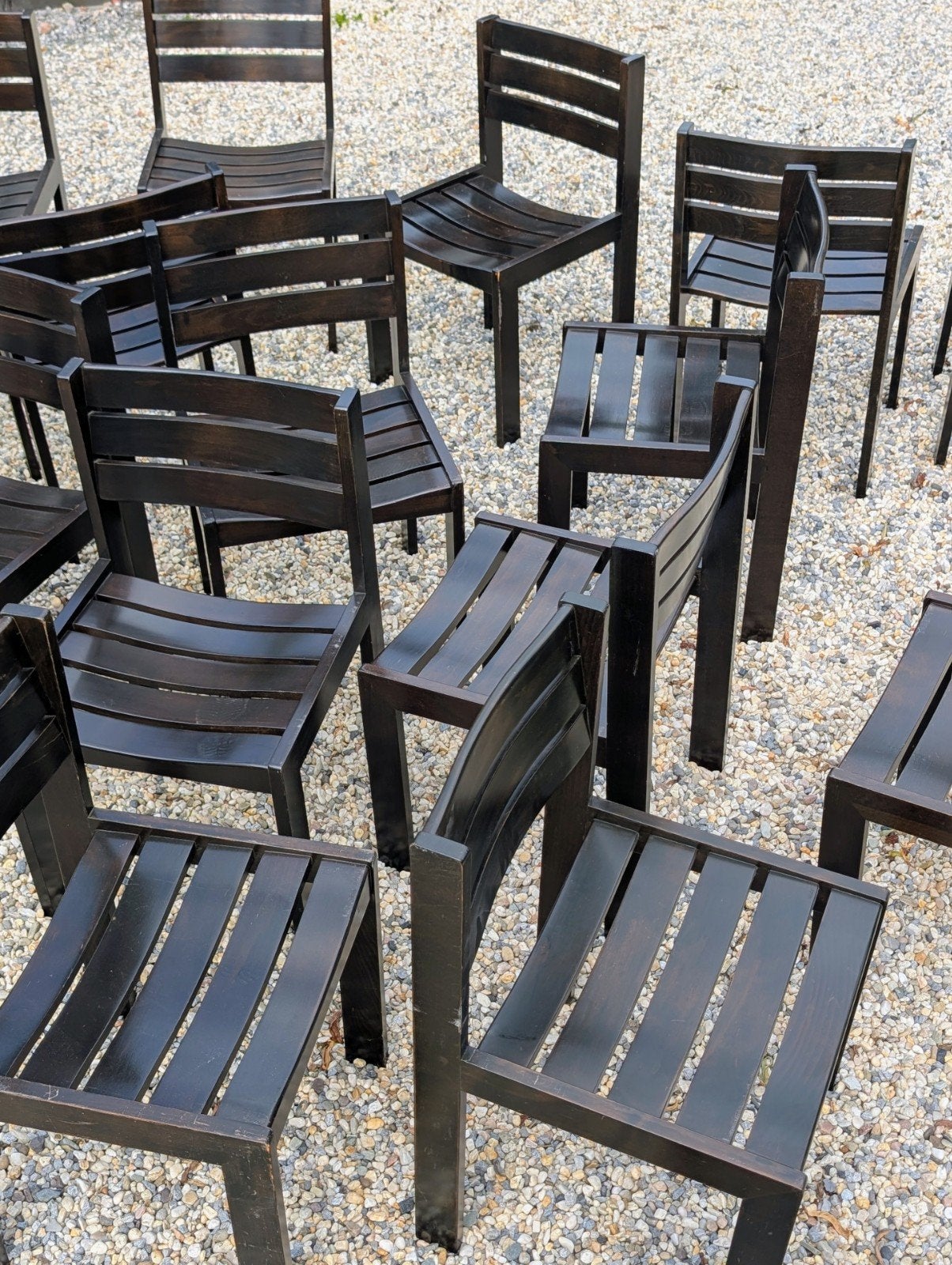 16 vintage houten stoelen - Deens design/Japandi, Ophalen, Gebruikt, Bruin, Vintage
