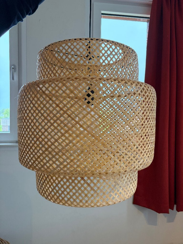 Hanglamp IKEA Sinnerlig, Huis en Inrichting, Ophalen, Zo goed als nieuw, Natuurlijk materiaal, E27 (groot)