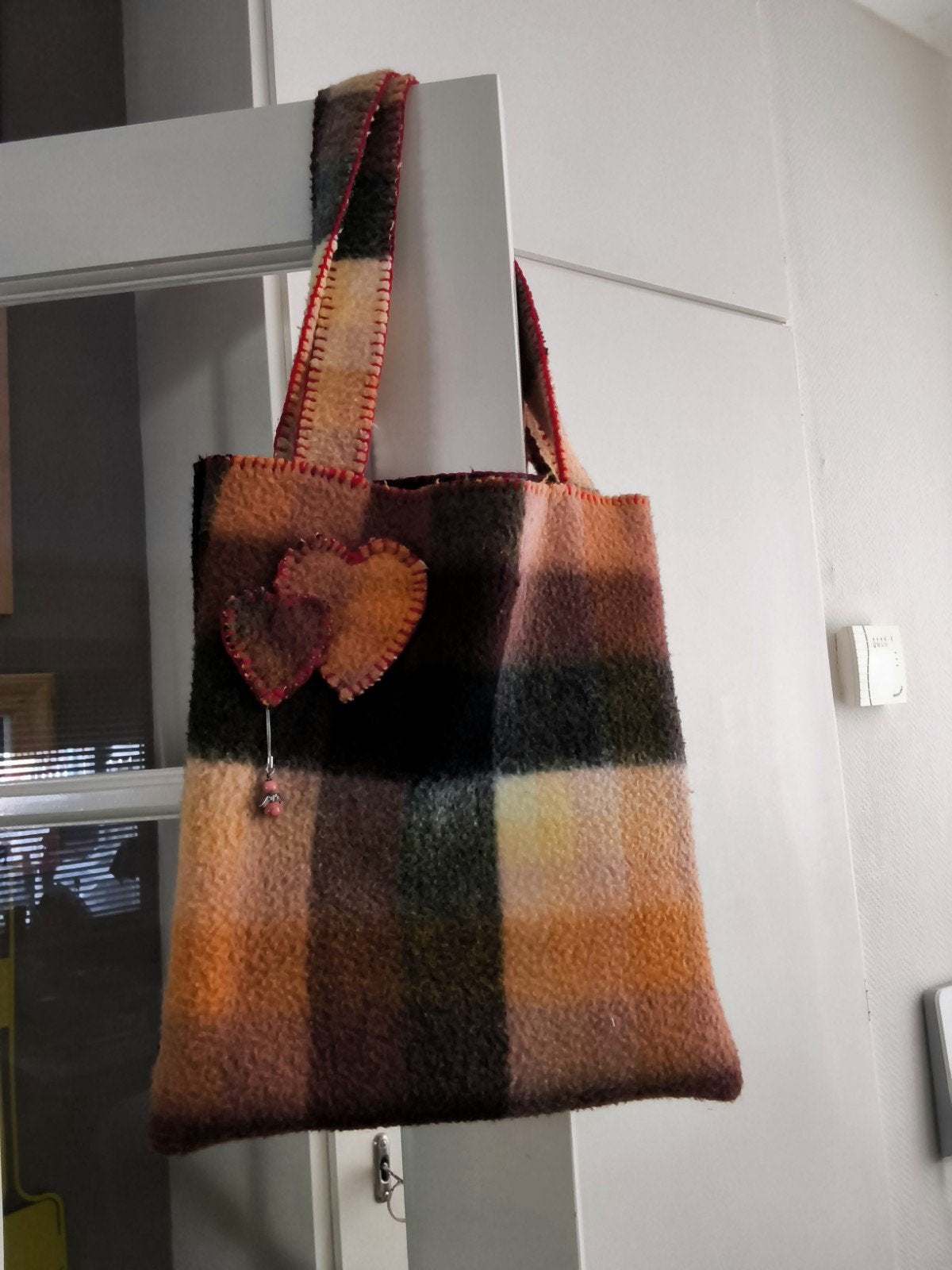 Handgemaakte wollen shopper met hartjes, Verzenden, Nieuw, Overige kleuren, Shopper