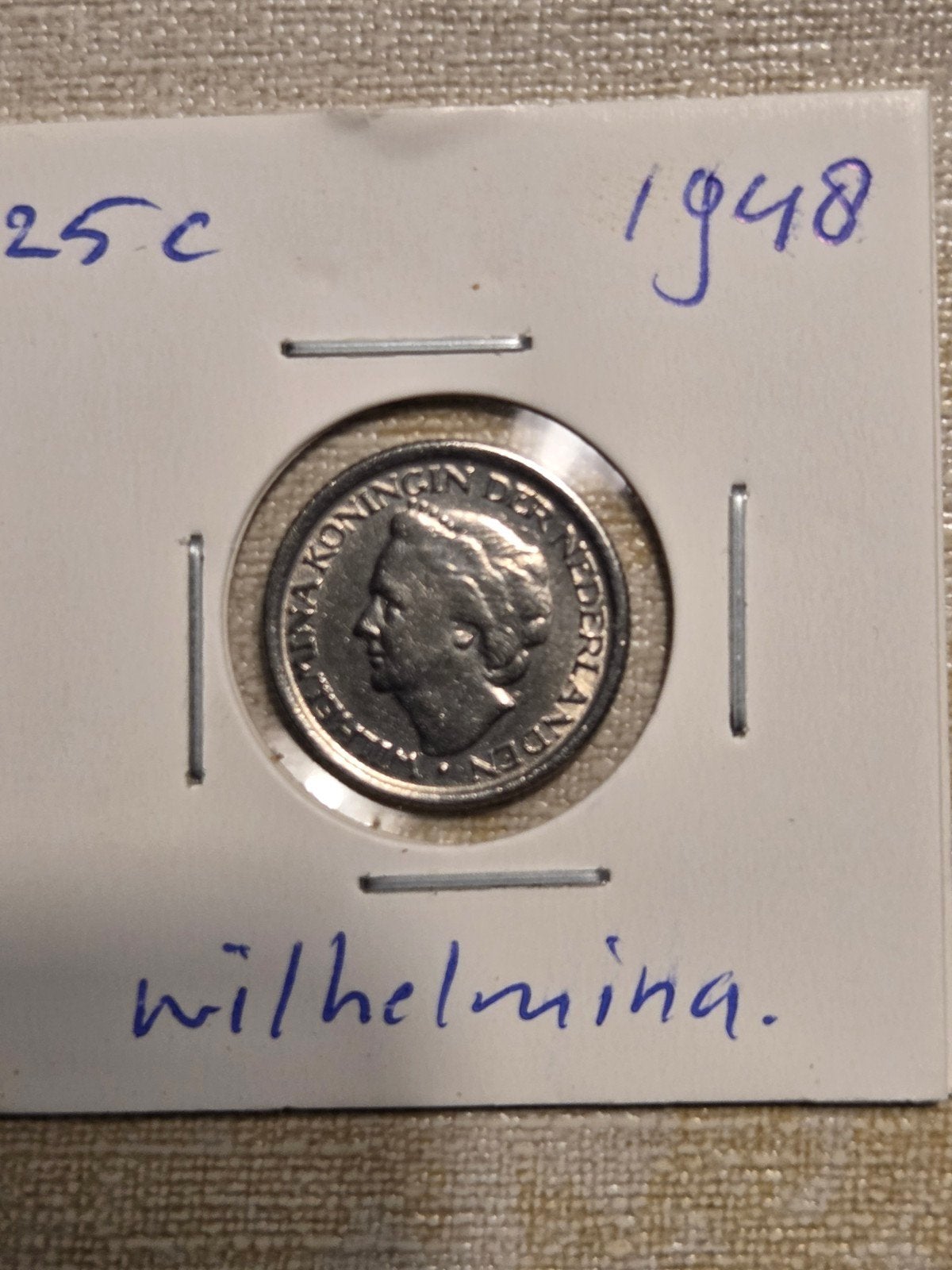 25 Cent Munt Koningin Wilhelmina 1948, Postzegels en Munten, Munten | Nederland, Losse munt, 25 cent, Koningin Wilhelmina, Ophalen of Verzenden