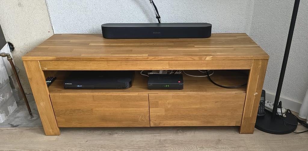 Tv-meubel eikenhout, Huis en Inrichting, Kasten | Televisiemeubels, Ophalen, Gebruikt, 100 tot 150 cm, Eikenhout
