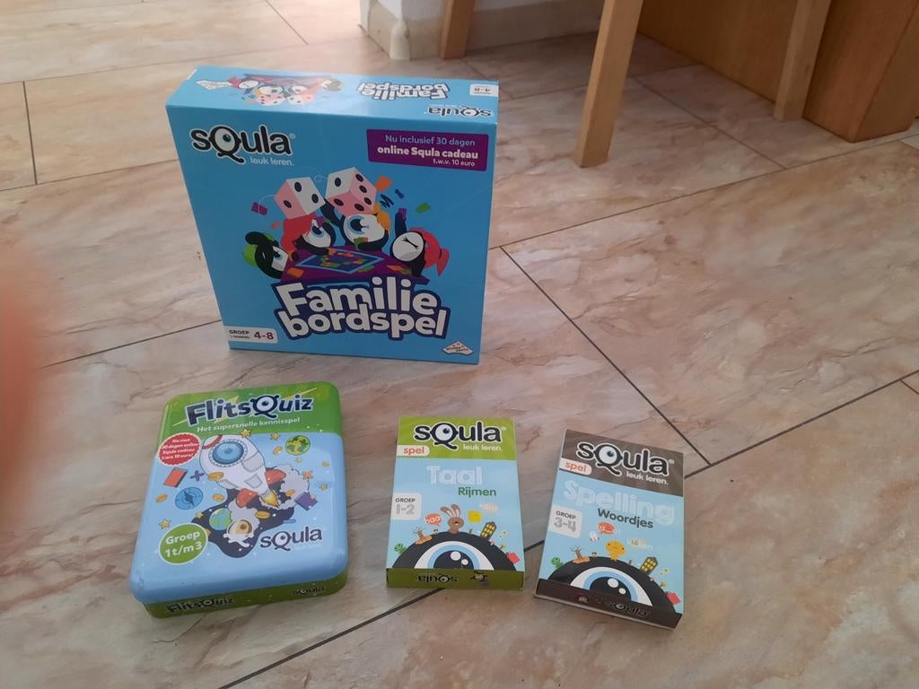 Squla set: Familie bordspel, FlitsQuiz, Taal & Spelling, Vijf spelers of meer, Ophalen, Gebruikt, Squla