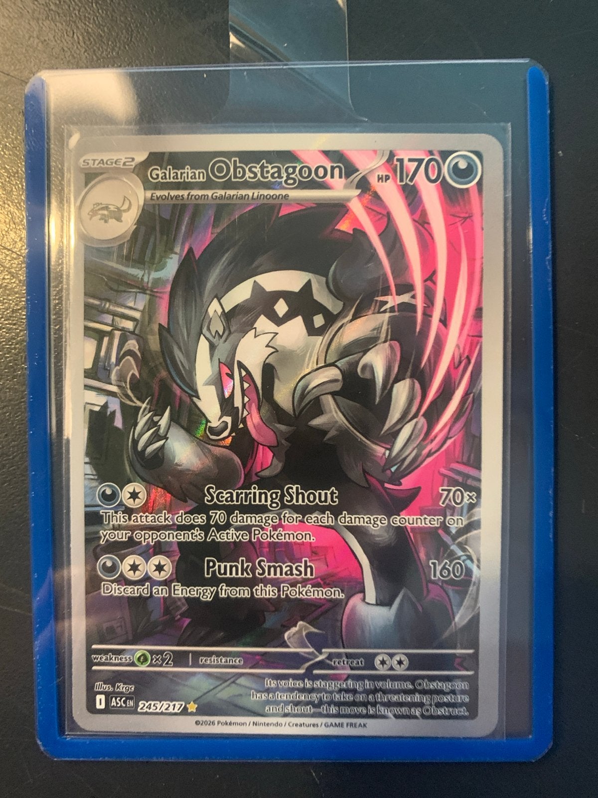 Pokémon TCG Galarian Obstagoon 245/217, Ophalen of Verzenden, Zo goed als nieuw, Losse kaart