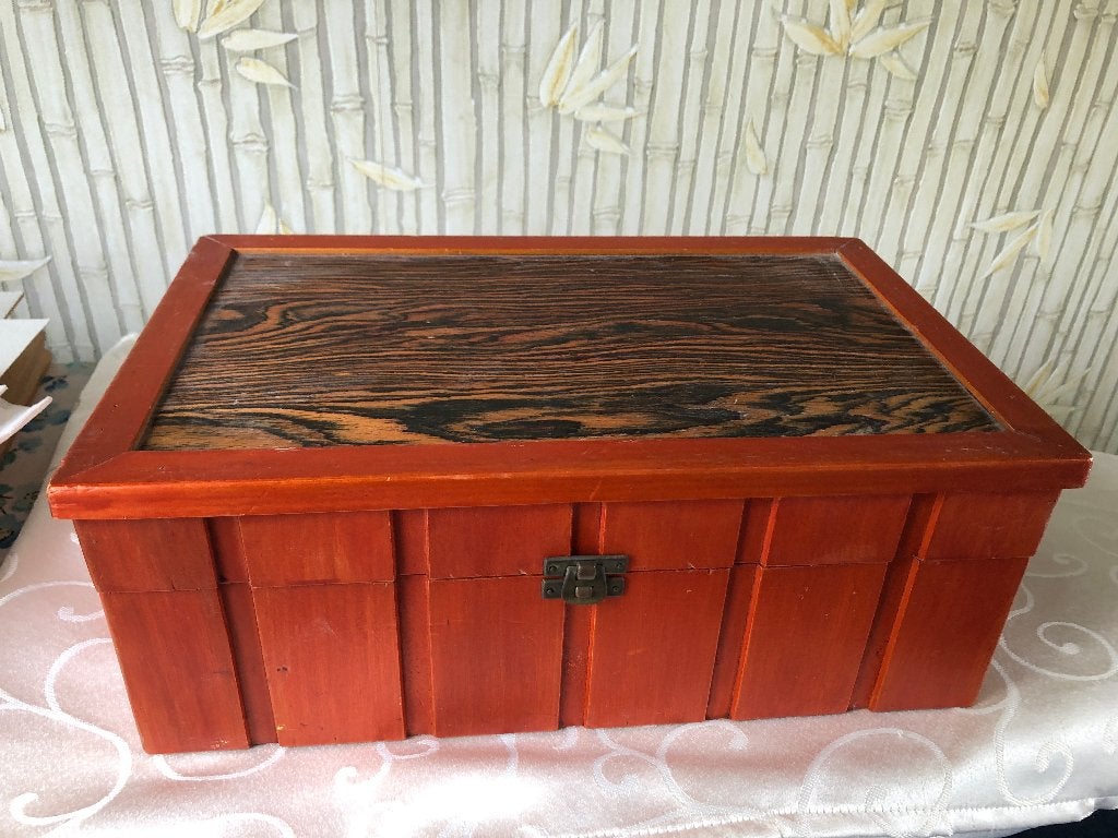 Mooie houten kist voor hobby of naaidoos met de hand gemaakt, Ophalen of Verzenden, Gebruikt