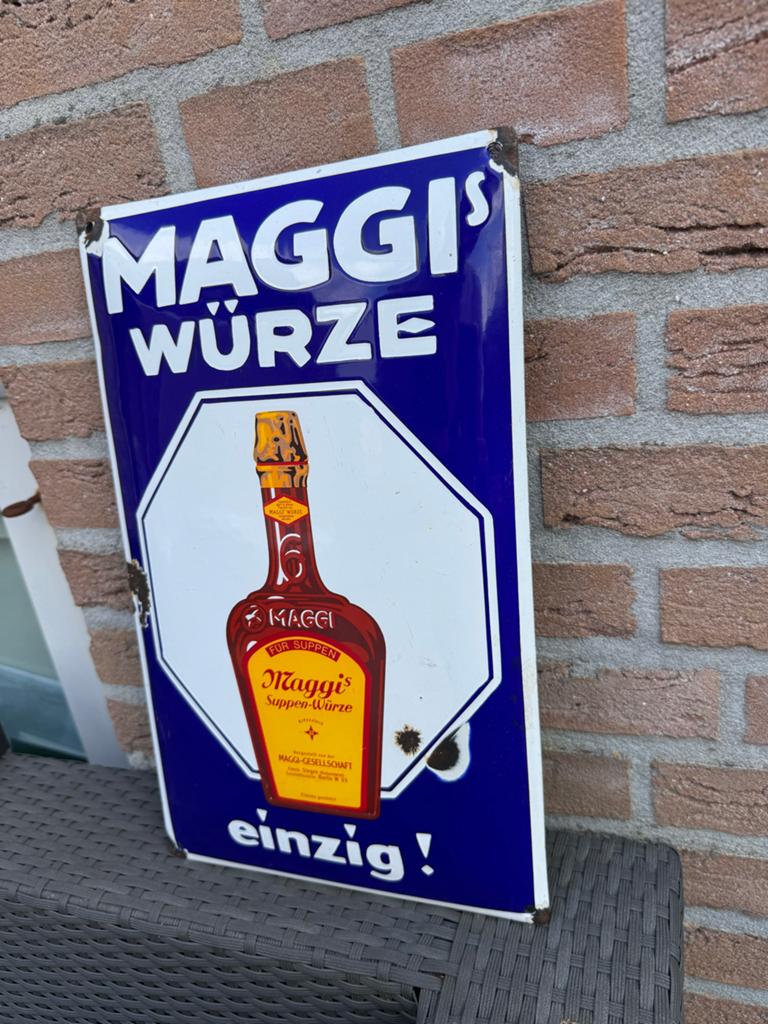 Vintage Maggi's Würze Emaille Reclamebord - Uniek!, Ophalen of Verzenden