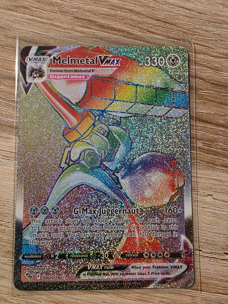 Melmetal Vmax Pokemon GO 080, Ophalen of Verzenden, Zo goed als nieuw, Losse kaart, Foil