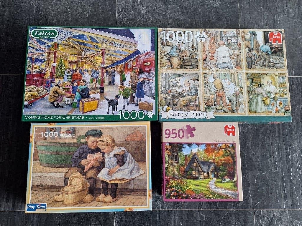 4 legpuzzels, Ophalen of Verzenden, 500 t/m 1500 stukjes, Zo goed als nieuw