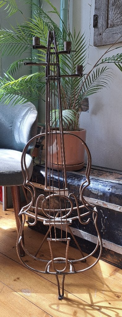 Kaarsenstandaard cello, 105 cm hoog, Ophalen, Metaal, Kandelaar, 105 cm
