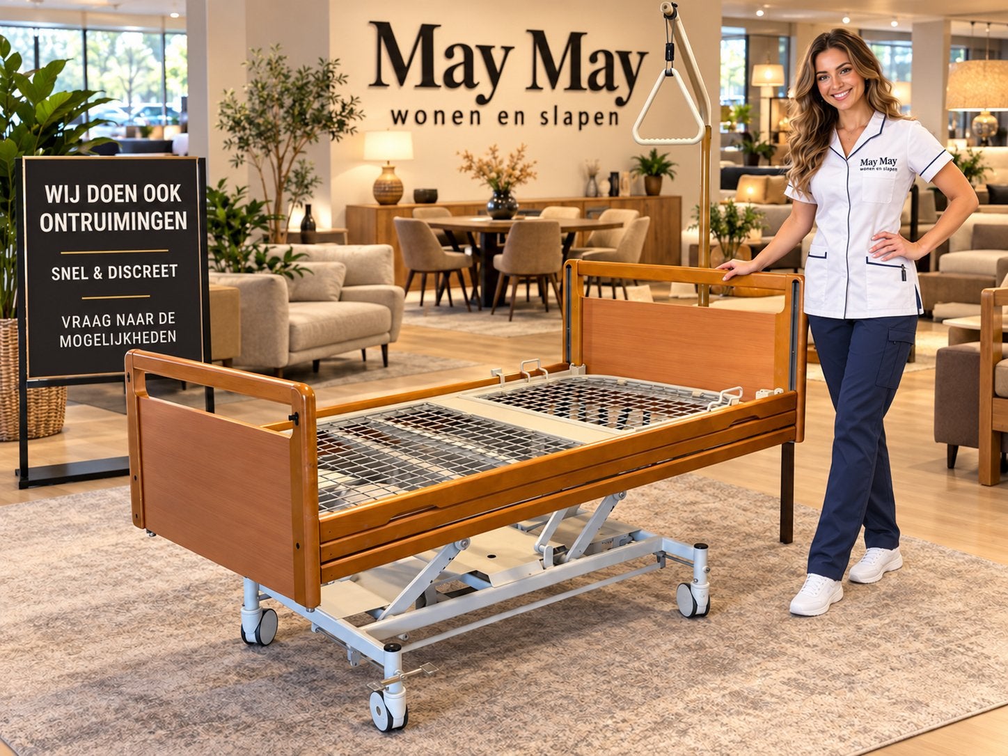 Hoog-laag bed  €399,-- verpleegbed - thuiszorgbed Elektrisch, Ophalen, Verstelbaar, 90 cm, Eenpersoons