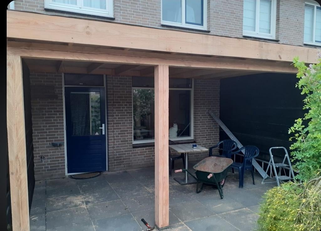 Veranda met waterafvoer, verlichting en regenton (3x5m), Ophalen, Gebruikt, Veranda
