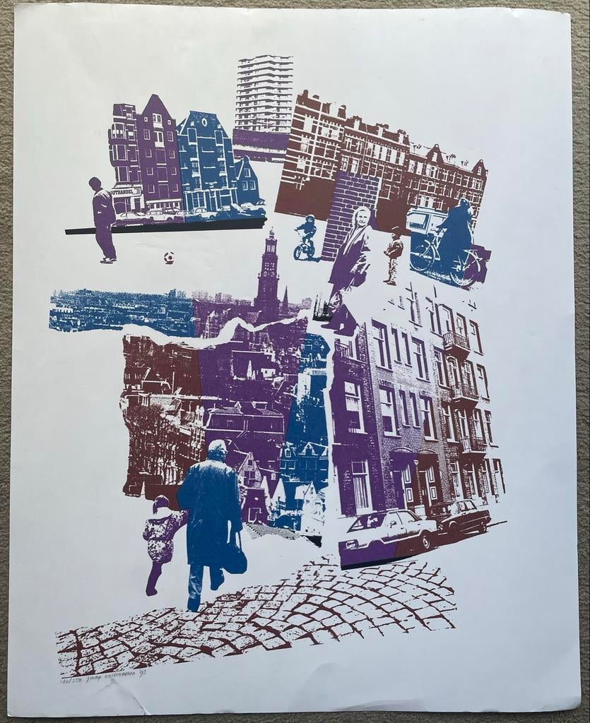 Jaap Oostermann '93 - Amsterdam Stadsgezicht Zeefdruk, Ophalen of Verzenden