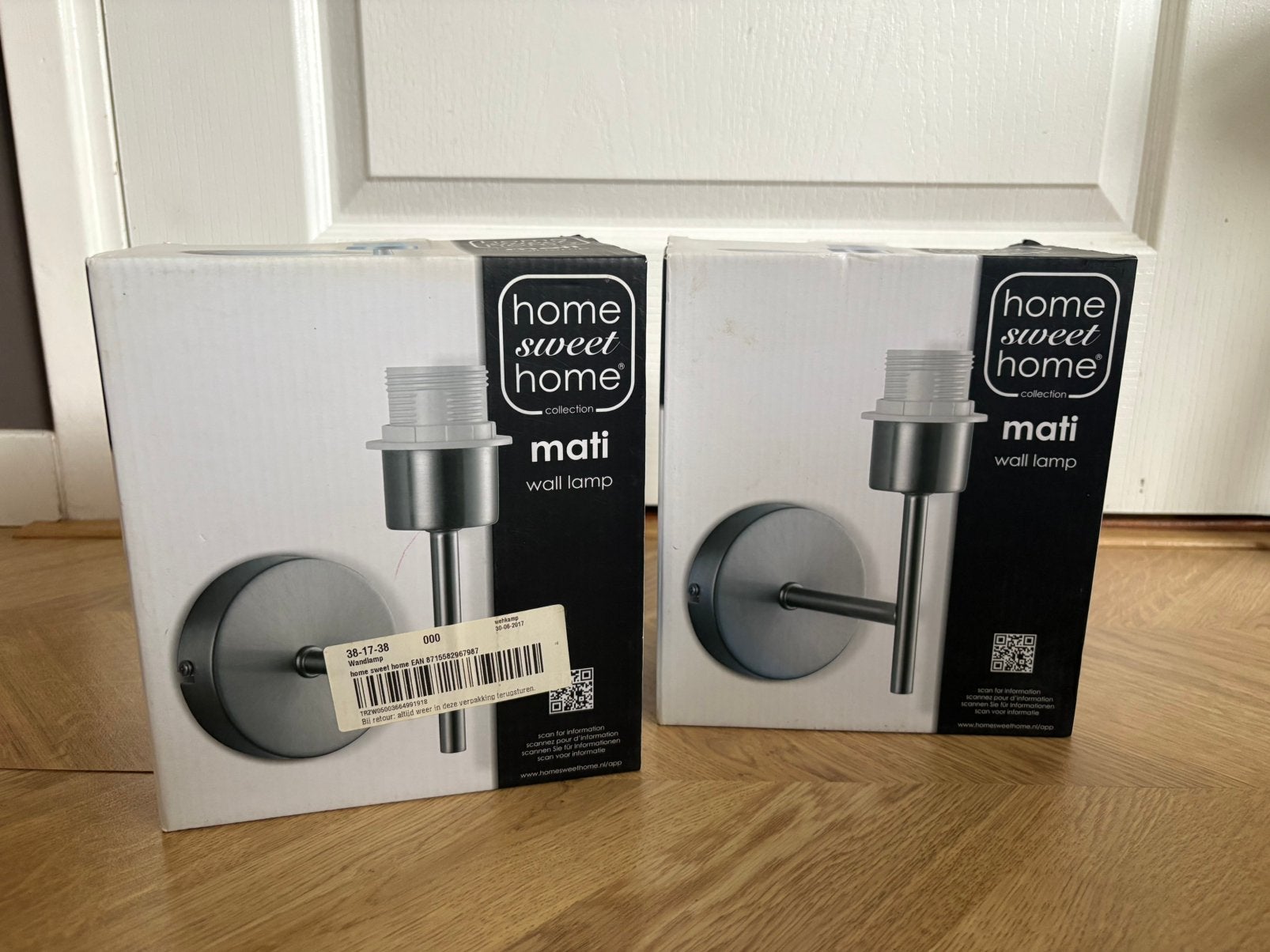 2x Home Sweet Home Mati wandlamp RVS look – nieuw, Ophalen of Verzenden, Nieuw, E27 (groot), Zilver