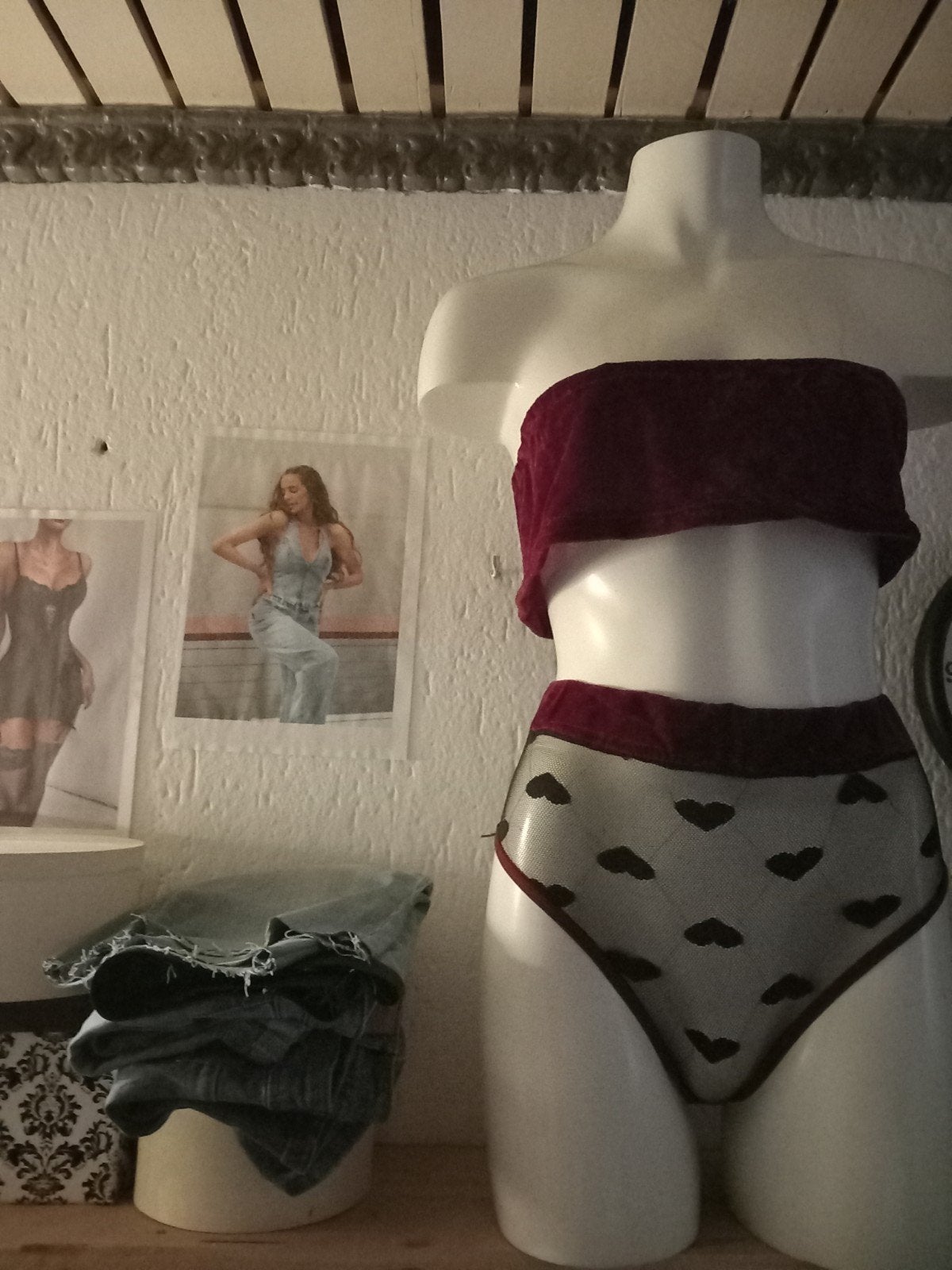 Doorschijnend Lingerie Setje met Hartjes, Kleding | Dames, Ophalen of Verzenden, Meerkleurig, Setje