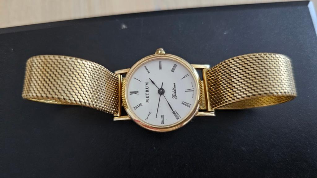 14K dames gouden horloge Metrum Goldline 33,3 gram LEES GOED, Gebruikt, Polshorloge, Goud, Goud