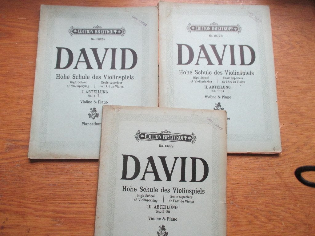 DAVID-HOHE SCHULE DES VIOLINSPIELS -1+2+3 - VIOOL EN PIANO, Gebruikt, Klassiek, Ophalen of Verzenden, Viool of Altviool