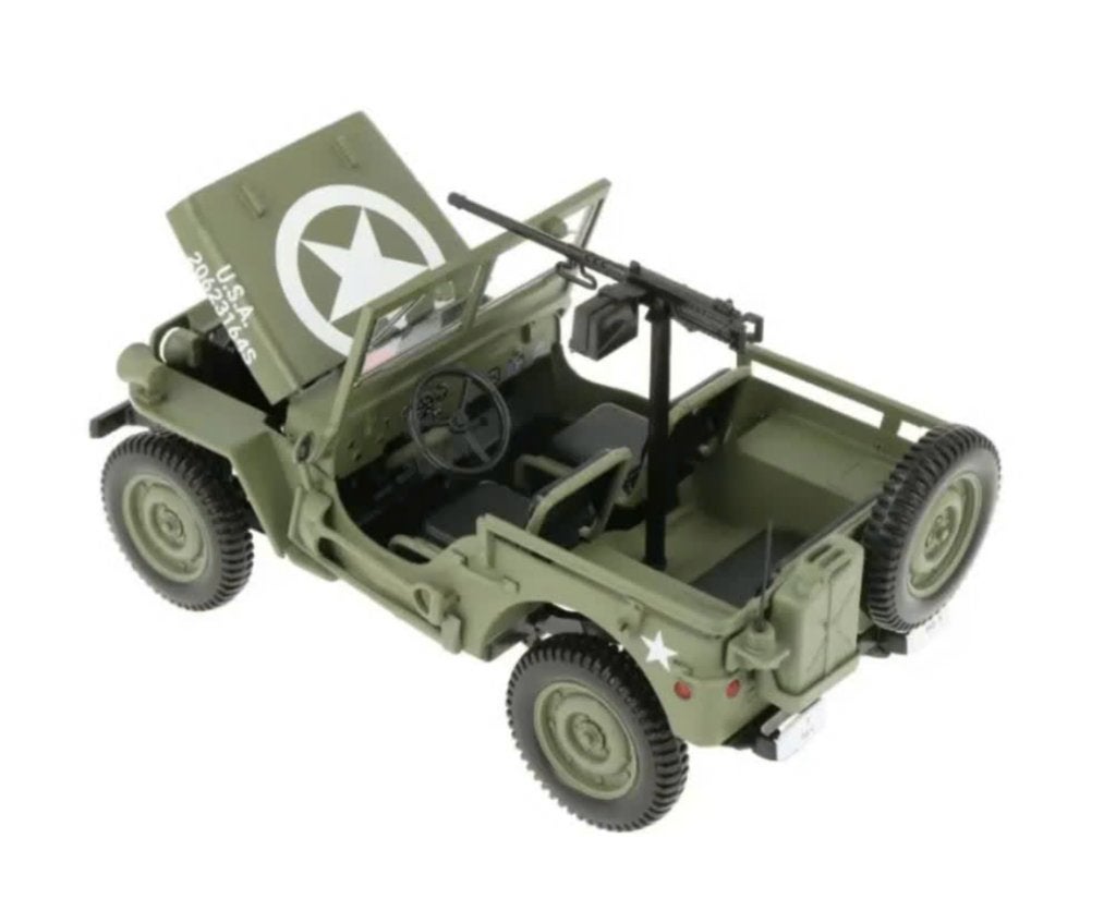 Jeep Willy Army '44 D-Day met mitrailleur NOREV 1/18 189016, Verzenden, Nieuw, Auto, Norev