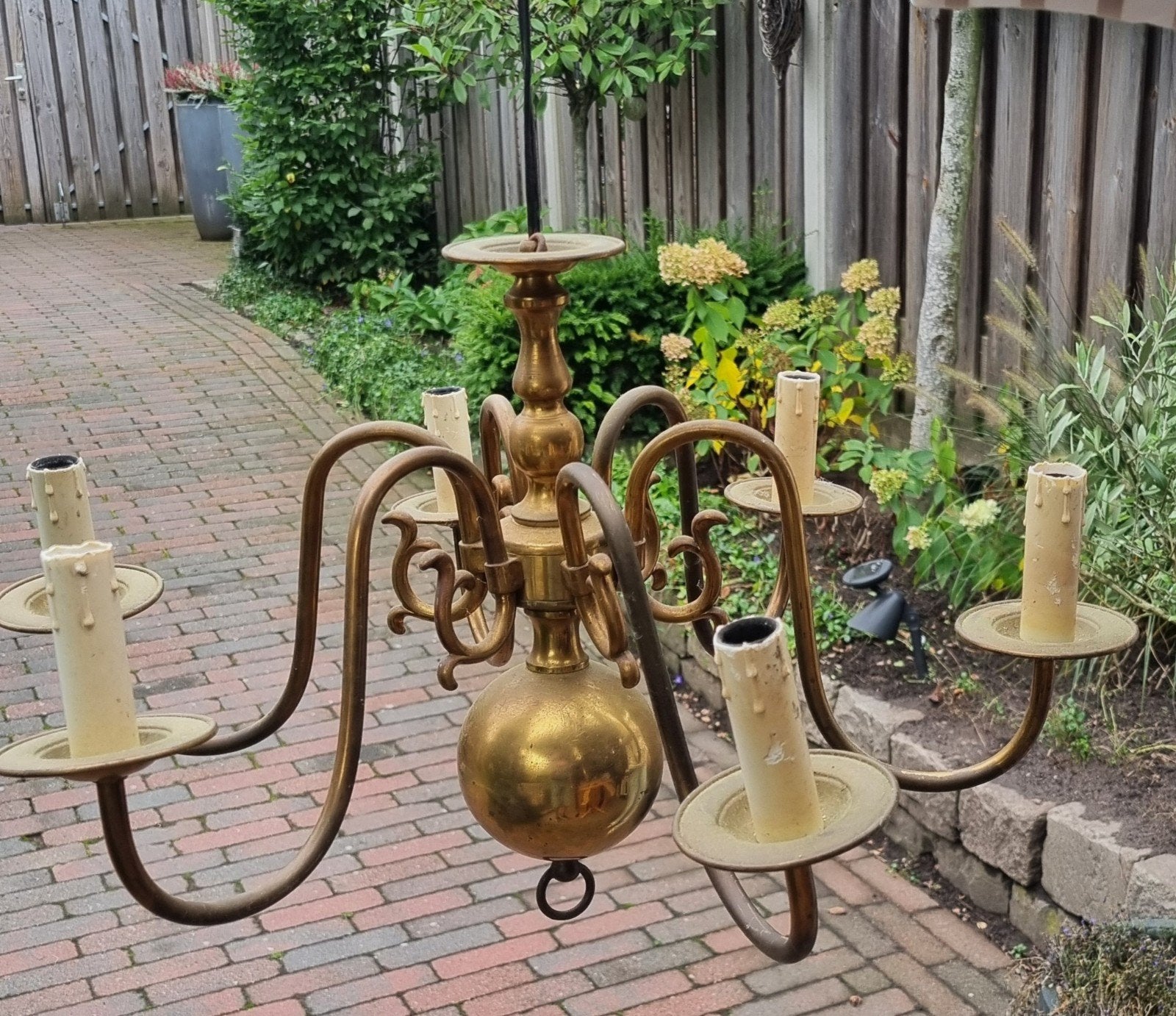 Antieke Messing Hanglamp - Goed Werkend, Ophalen of Verzenden