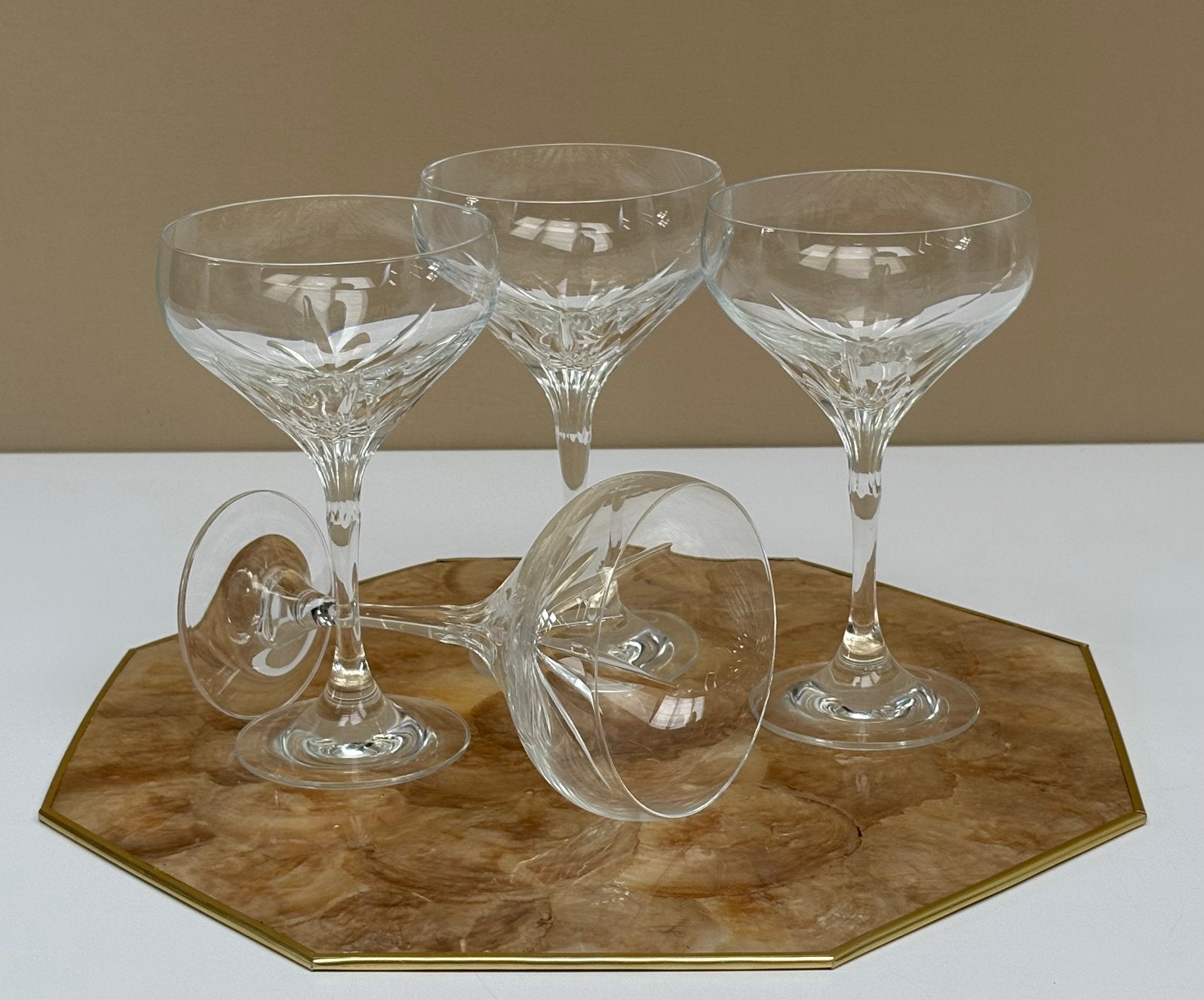 4 vintage champagne coupes / cocktailglazen kristalglas, Ophalen of Verzenden