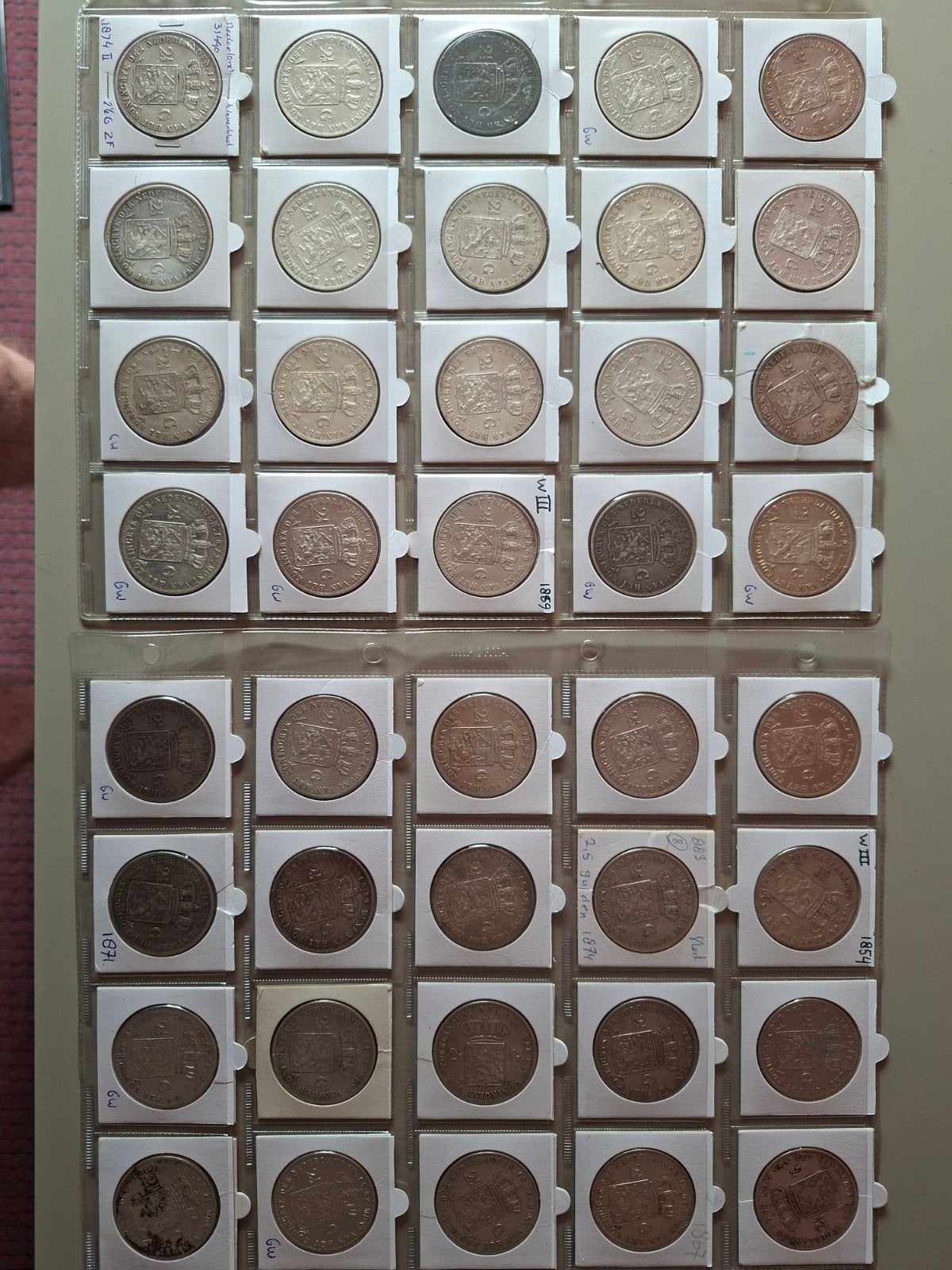 Lot set serie rijksdaalders 2,5 gulden willem 3 III 2½ gulde, Ophalen of Verzenden, Nederland, Munten