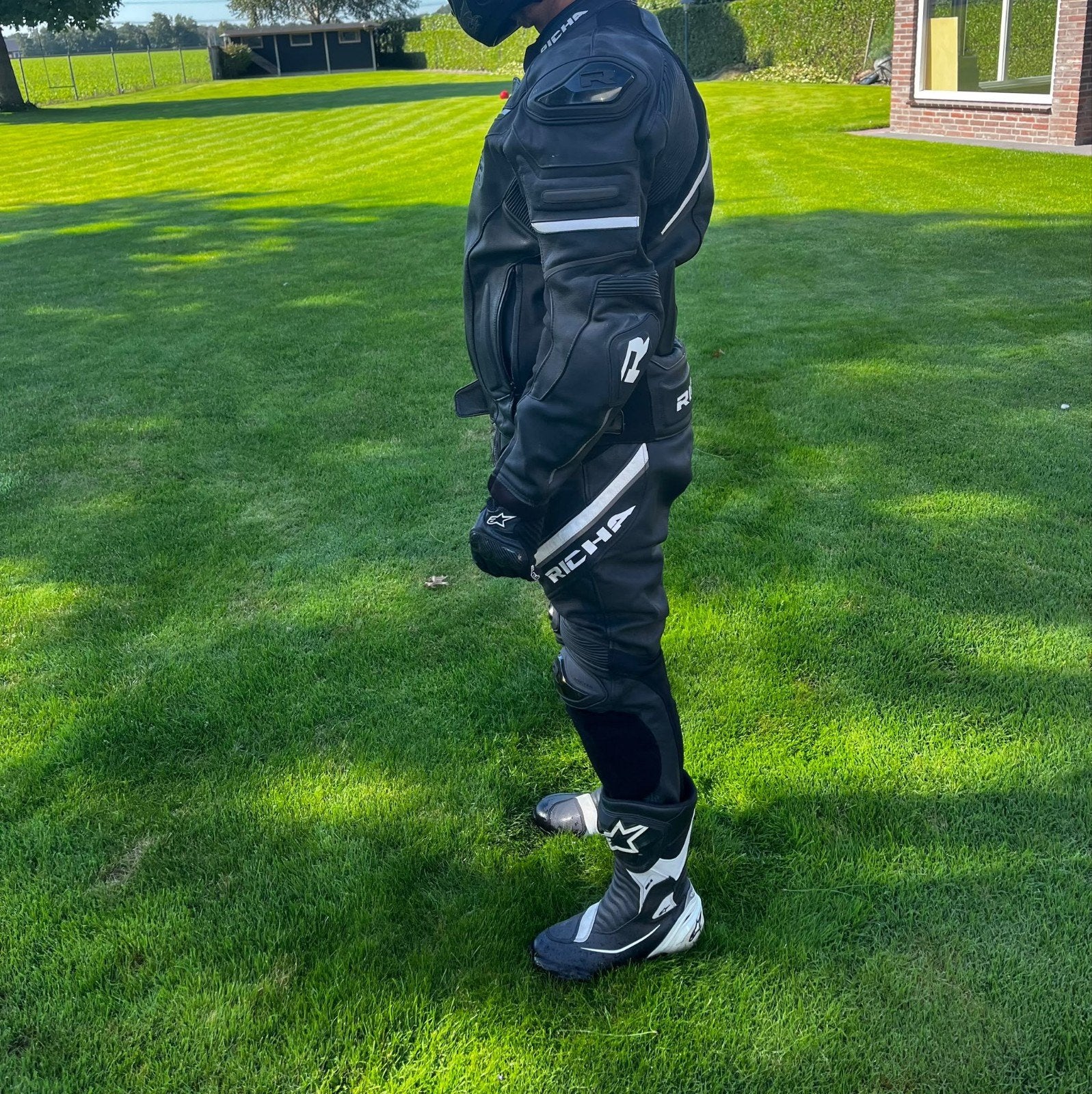 Richa leren motorpak met Alpinestars laarzen en helm, Heren, Ophalen of Verzenden, Tweedehands, Richa