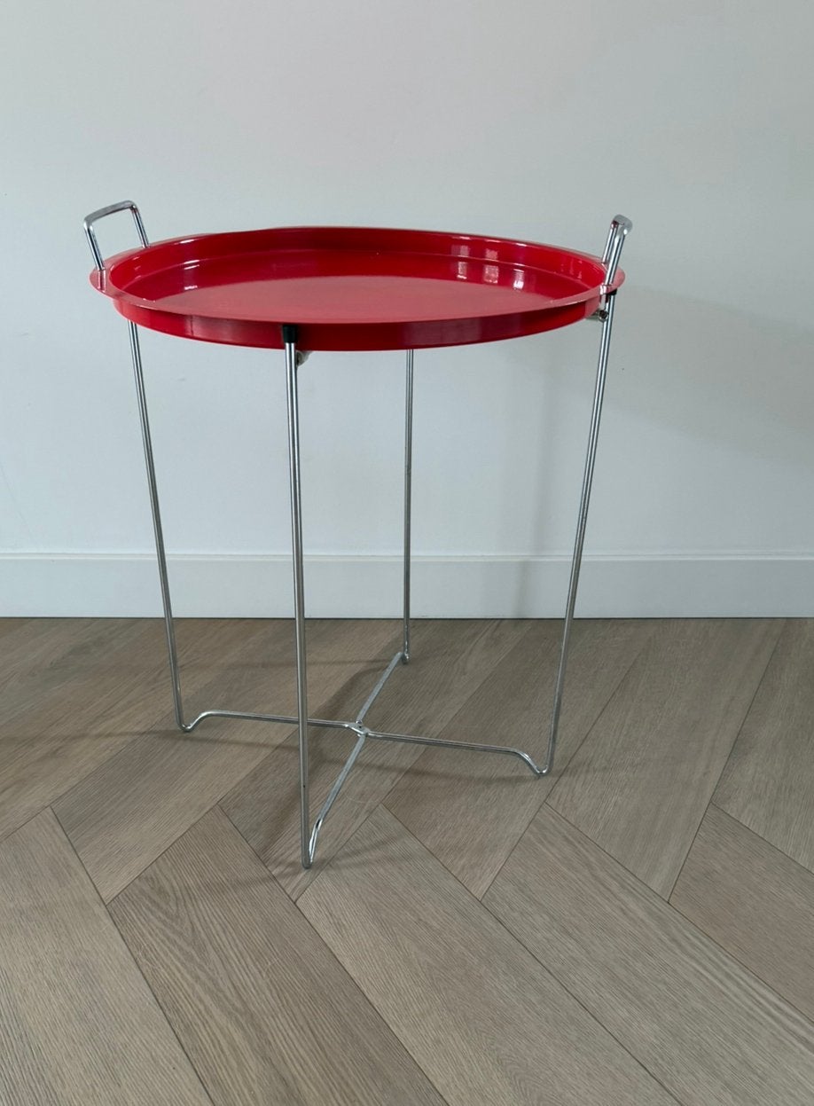 Vintage HAKU Möbel bijzettafel, Minder dan 55 cm, Metaal of Aluminium, Rond, Zo goed als nieuw