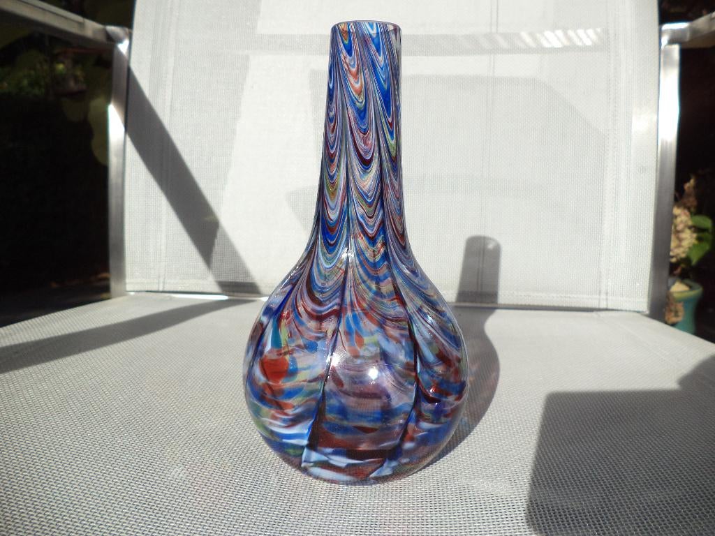 Clichy glas oude glazen vaas met ingesmolten kleurpigmenten, Antiek en Kunst, Ophalen of Verzenden