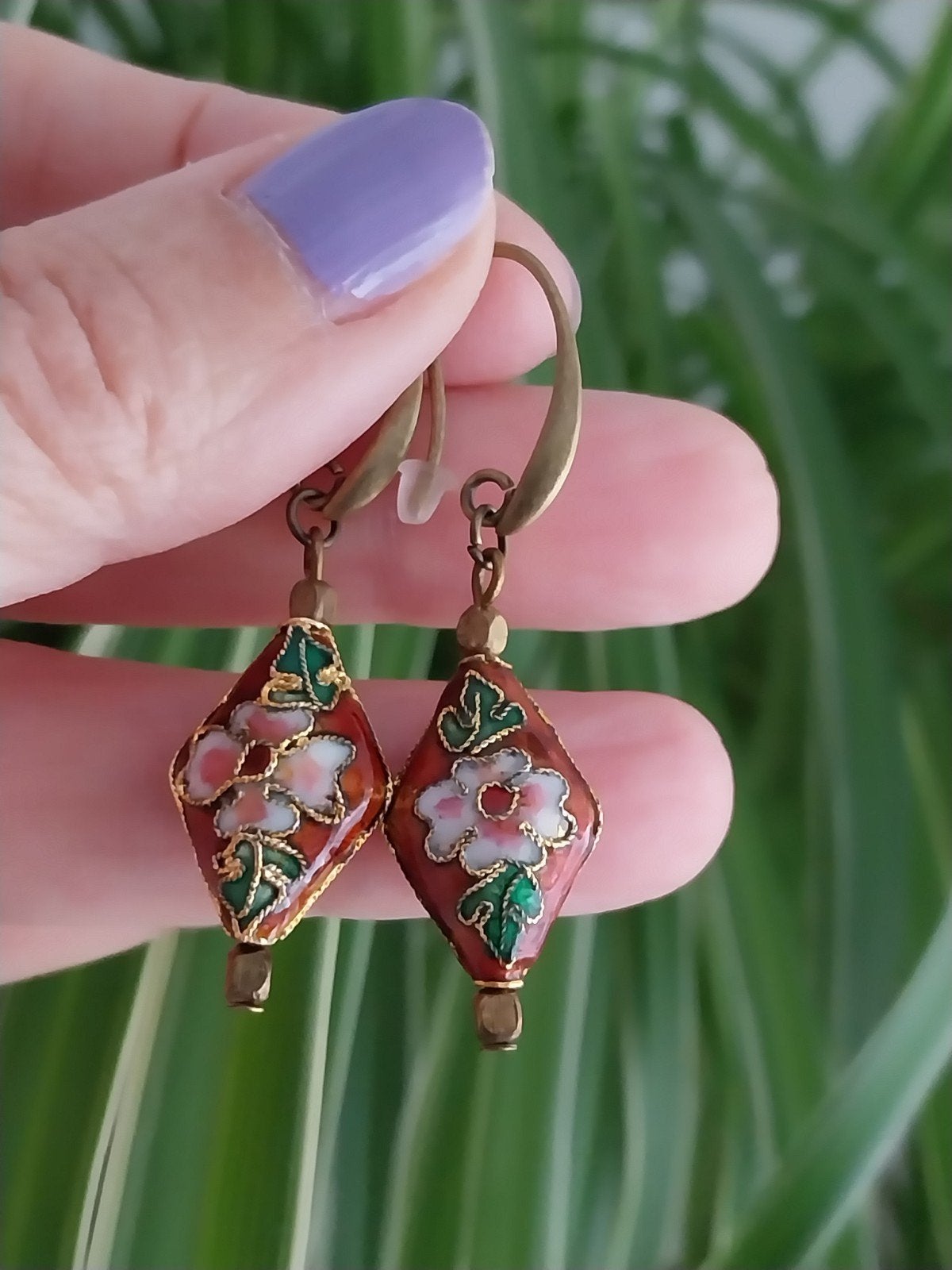 Cloisonne oorbellen #2116, Verzenden, Zo goed als nieuw, Overige materialen, Hangers