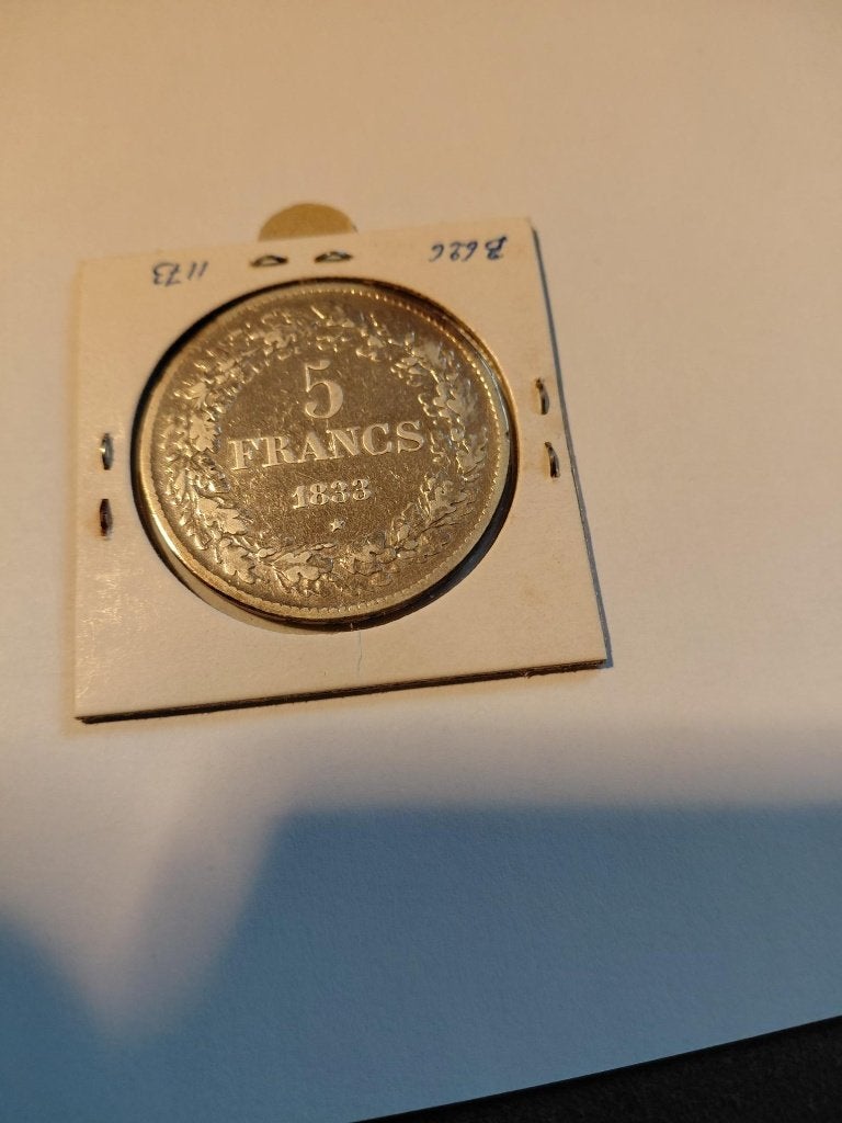 Belgie 5 Francs 1833 zilver, Zilver, Ophalen of Verzenden, Losse munt, Zilver