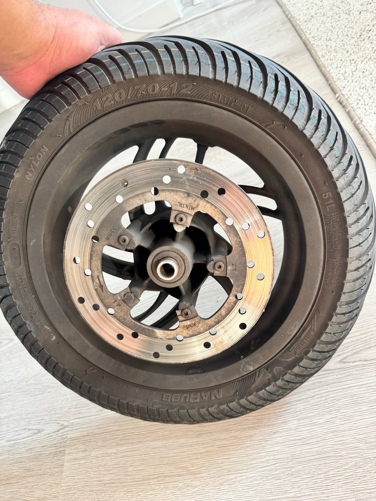 Piaggio fly compleet voorwiel 120/70-12 met remschijf, Ophalen of Verzenden, Gebruikt, Overige typen, Overige merken