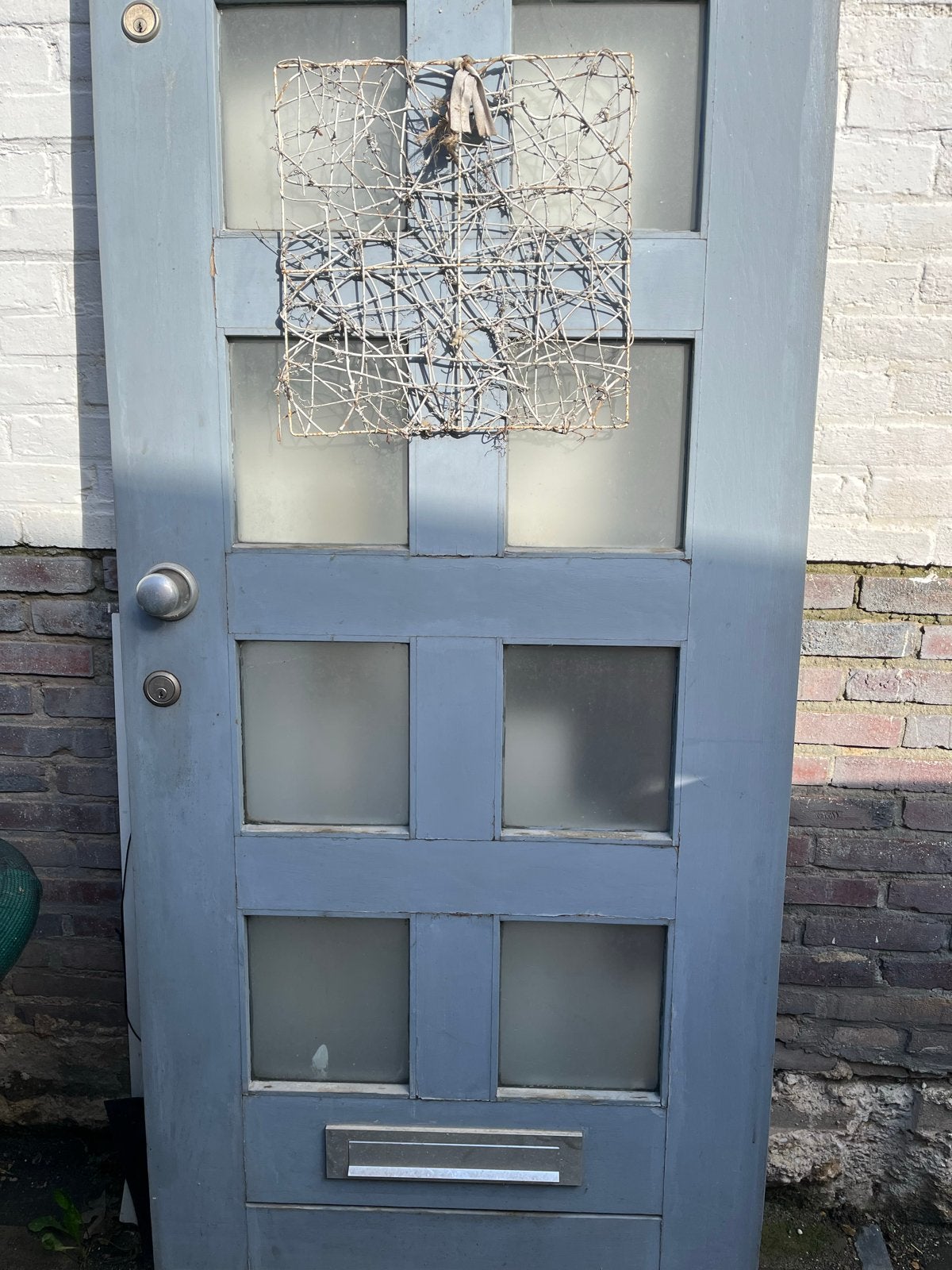 Grijze voordeur met glas, 190x83cm, Gebruikt, 80 tot 100 cm, Minder dan 200 cm, Ophalen of Verzenden