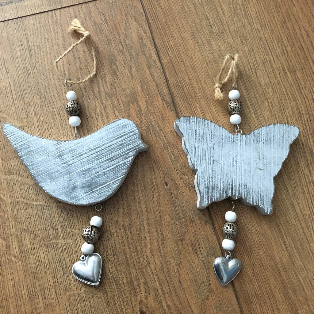 Leuke houten hanger set Vlinder & Vogel, Ophalen, Nieuw, Hout
