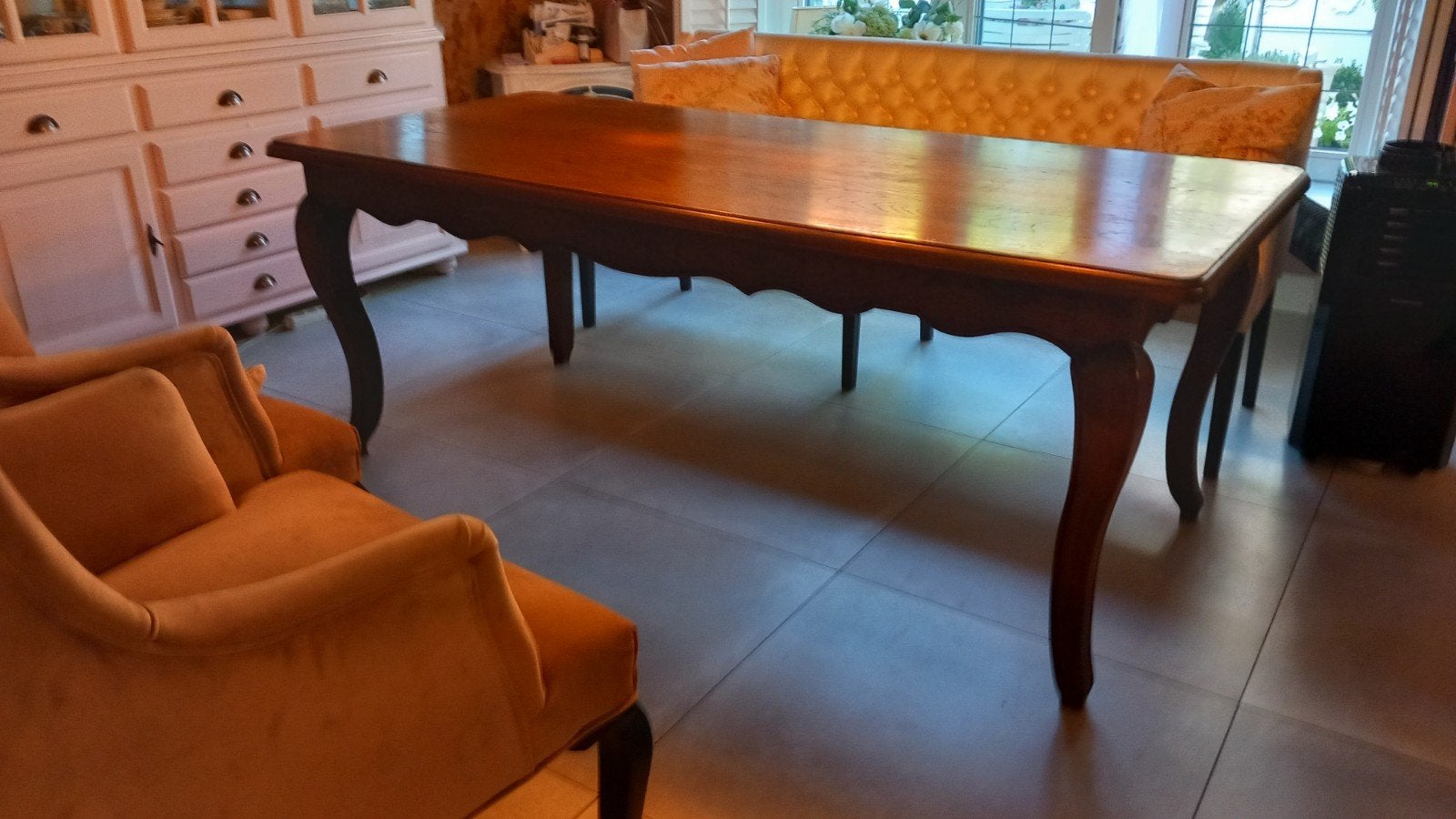 Massief Eiken Eettafel met Queen Ann Poten - 200x90 cm, Antiek en Kunst, Antiek | Meubels | Tafels, Ophalen