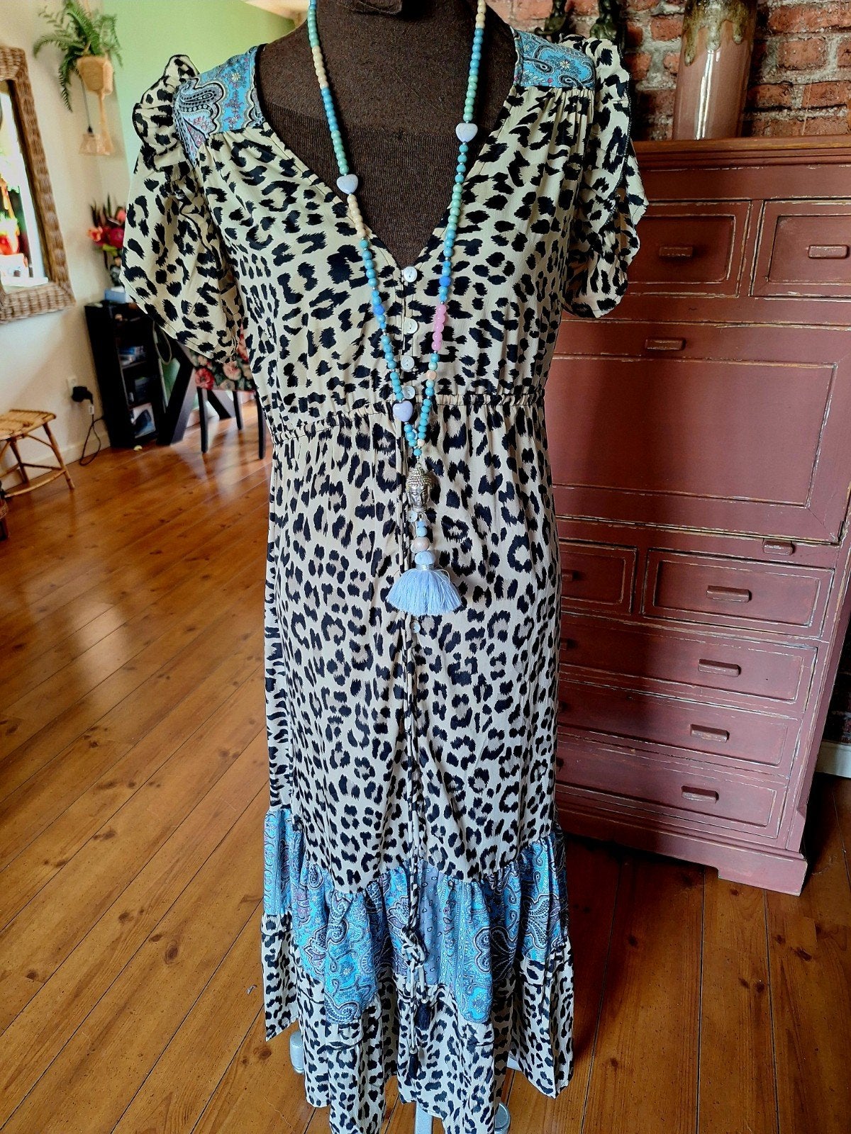 Jurk ibiza boho style maat m 38 40 42, Overige kleuren, Maat 42/44 (L), Ophalen of Verzenden, Zo goed als nieuw