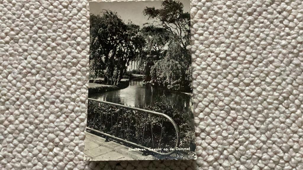 Ansichtkaart Eindhoven Gezicht op de Dommel 1955. 971, Verzamelen, Ophalen of Verzenden, 1940 tot 1960, Gelopen, Noord-Brabant