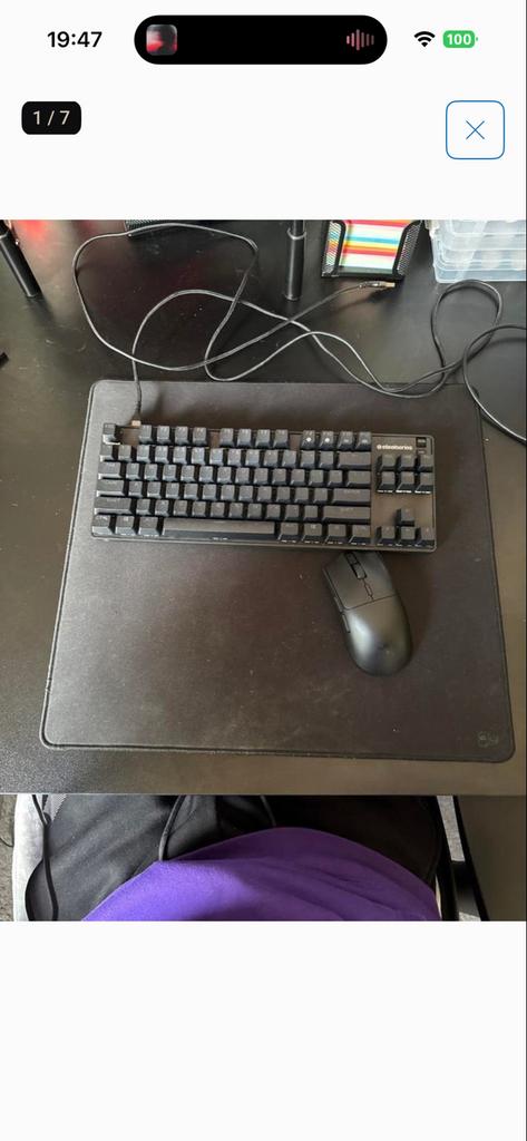 Gaming set: SteelSeries toetsenbord, Razer muis + muismat, Rechtshandig, Muis, Gebruikt, Gaming muis