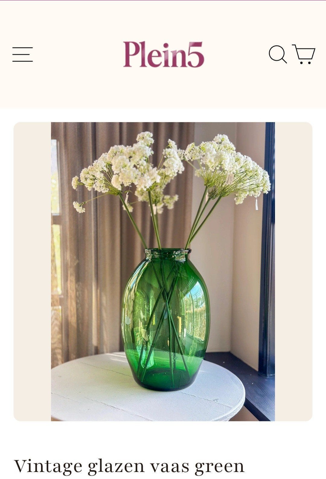 Vaas groen glas H55cm, Ophalen, Groen, Glas