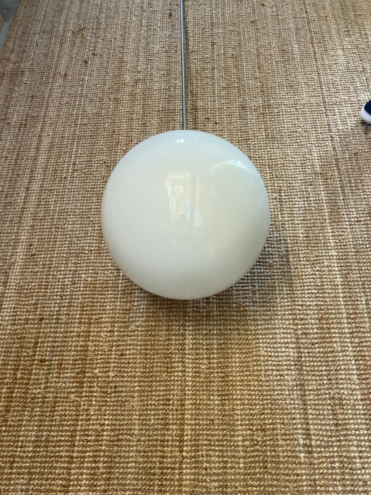 Witte bol hanglamp - vintage retro, Ophalen, Gebruikt, E27 (groot), Glas