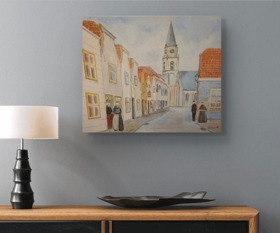 Schilderij Jacob Pronkstraat op Scheveningen, Antiek en Kunst, Kunst | Schilderijen | Klassiek, Ophalen